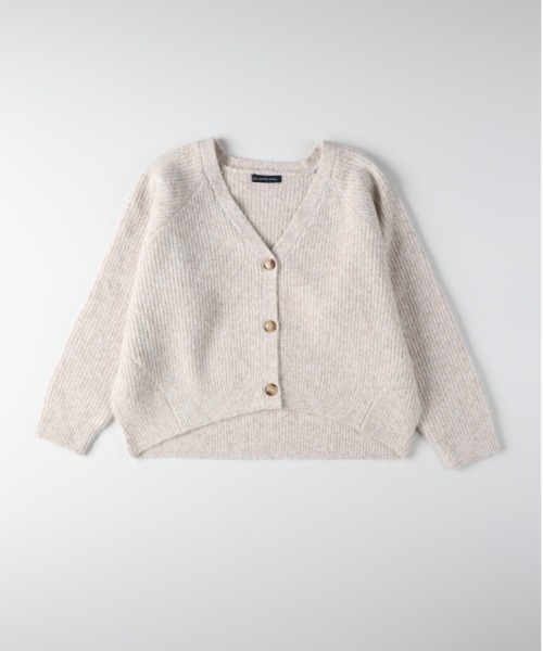 Right-on（ライトオン）の「【HONEYSUCKLE ROSE】メランジニットカーディガン (Vネック/リラックスシルエット/厚手/軽量/フェミニン/レイヤード/秋冬春対応)（カーディガン/ボレロ・レディース・ブラウン/イエロー/キナリ・M/L）」の2枚目の写真