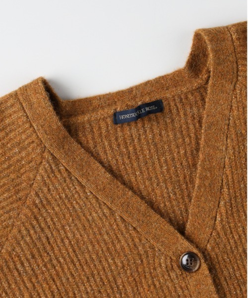 Right-on（ライトオン）の「【HONEYSUCKLE ROSE】メランジニットカーディガン (Vネック/リラックスシルエット/厚手/軽量/フェミニン/レイヤード/秋冬春対応)（カーディガン/ボレロ・レディース・ブラウン/イエロー/キナリ・M/L）」の4枚目の写真