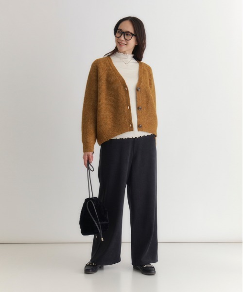 Right-on（ライトオン）の「【HONEYSUCKLE ROSE】メランジニットカーディガン (Vネック/リラックスシルエット/厚手/軽量/フェミニン/レイヤード/秋冬春対応)（カーディガン/ボレロ・レディース・ブラウン/イエロー/キナリ・M/L）」の15枚目の写真