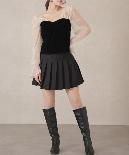 Lace Ladies(レースレディース)の「シフォン ベロア ビスチェ ドッキング トップス(その他トップス・レディース・ブラック/ブラウン・FREE)」の4枚目の写真