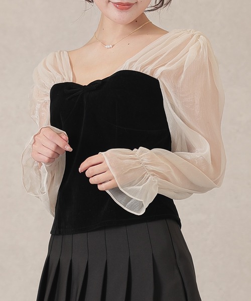 Lace Ladies(レースレディース)の「シフォン ベロア ビスチェ ドッキング トップス(その他トップス・レディース・ブラック/ブラウン・FREE)」の6枚目の写真