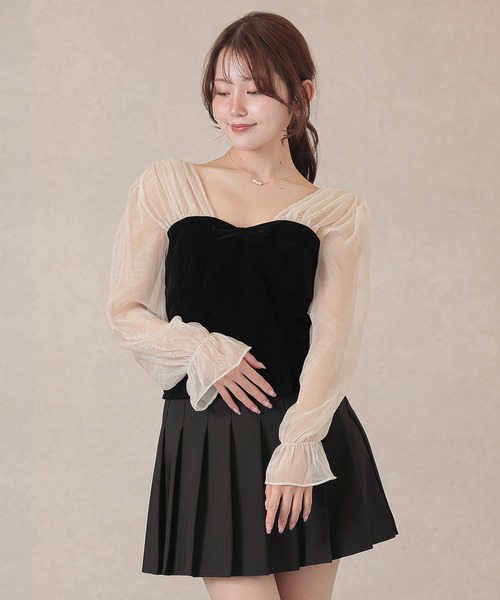 Lace Ladies(レースレディース)の「シフォン ベロア ビスチェ ドッキング トップス(その他トップス・レディース・ブラック/ブラウン・FREE)」の7枚目の写真