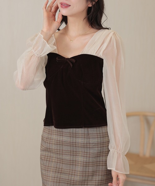 Lace Ladies(レースレディース)の「シフォン ベロア ビスチェ ドッキング トップス(その他トップス・レディース・ブラック/ブラウン・FREE)」の10枚目の写真