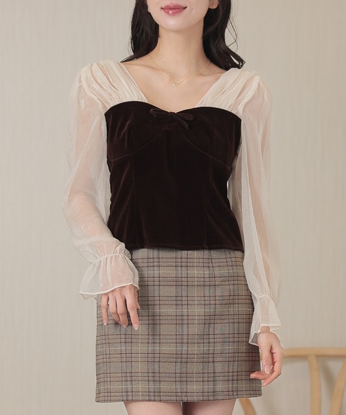 Lace Ladies(レースレディース)の「シフォン ベロア ビスチェ ドッキング トップス(その他トップス・レディース・ブラック/ブラウン・FREE)」の12枚目の写真