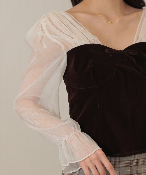 Lace Ladies(レースレディース)の「シフォン ベロア ビスチェ ドッキング トップス(その他トップス・レディース・ブラック/ブラウン・FREE)」の16枚目の写真
