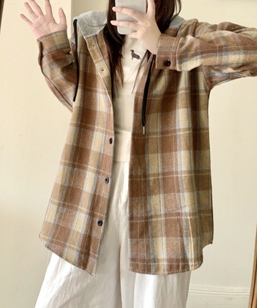 ONEP STAR(ワンピスター)の「フード付きチェック柄シャツ(シャツ/ブラウス・レディース・A/H/J/C/D/E/F/B/G/I・FREE)」の7枚目の写真