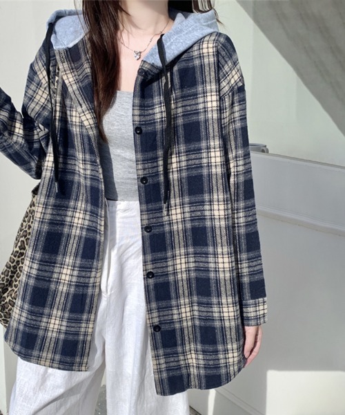 ONEP STAR(ワンピスター)の「フード付きチェック柄シャツ(シャツ/ブラウス・レディース・A/H/J/C/D/E/F/B/G/I・FREE)」の8枚目の写真