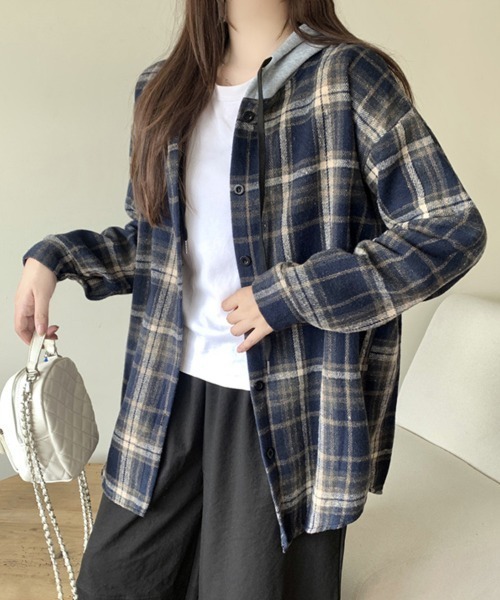 ONEP STAR(ワンピスター)の「フード付きチェック柄シャツ(シャツ/ブラウス・レディース・A/H/J/C/D/E/F/B/G/I・FREE)」の10枚目の写真