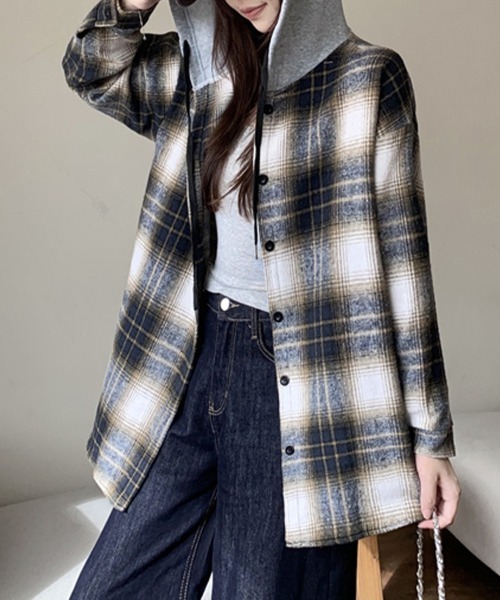 ONEP STAR(ワンピスター)の「フード付きチェック柄シャツ(シャツ/ブラウス・レディース・A/H/J/C/D/E/F/B/G/I・FREE)」の12枚目の写真
