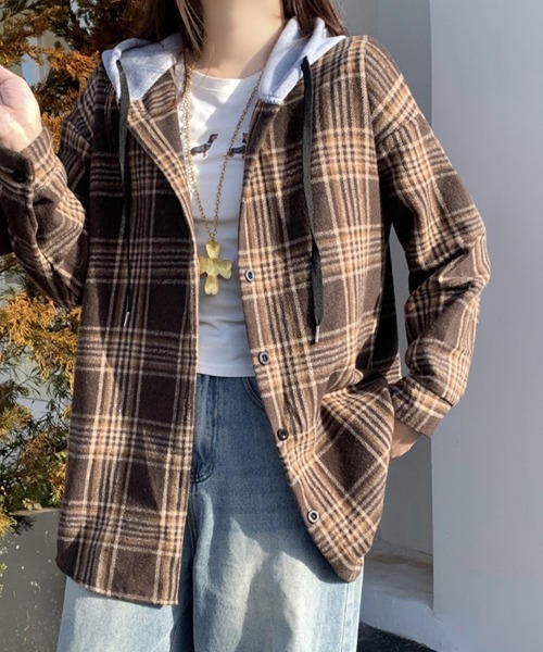 ONEP STAR(ワンピスター)の「フード付きチェック柄シャツ(シャツ/ブラウス・レディース・A/H/J/C/D/E/F/B/G/I・FREE)」の15枚目の写真