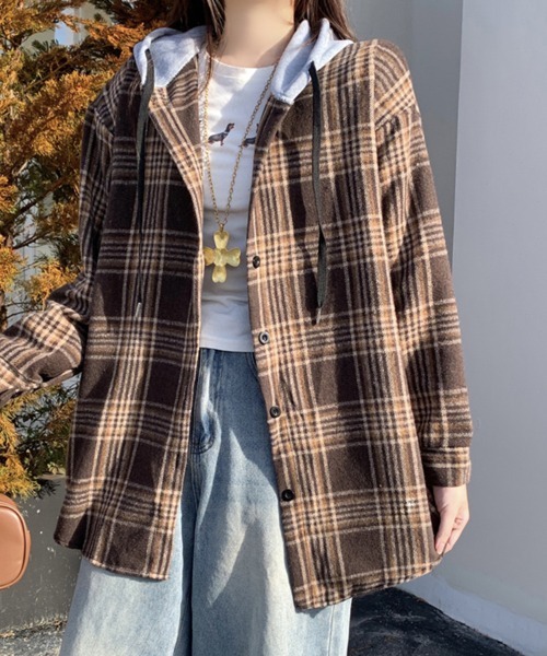 ONEP STAR(ワンピスター)の「フード付きチェック柄シャツ(シャツ/ブラウス・レディース・A/H/J/C/D/E/F/B/G/I・FREE)」の16枚目の写真