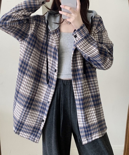 ONEP STAR(ワンピスター)の「フード付きチェック柄シャツ(シャツ/ブラウス・レディース・A/H/J/C/D/E/F/B/G/I・FREE)」の19枚目の写真