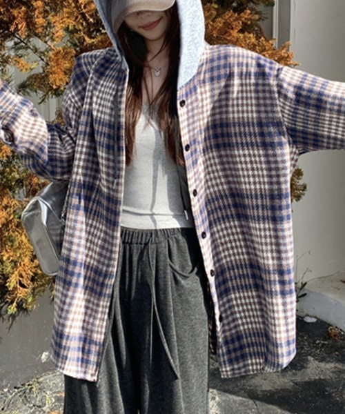 ONEP STAR(ワンピスター)の「フード付きチェック柄シャツ(シャツ/ブラウス・レディース・A/H/J/C/D/E/F/B/G/I・FREE)」の21枚目の写真