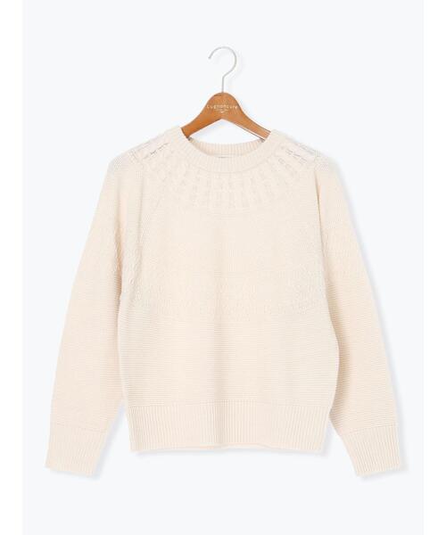 Lugnoncure（ルノンキュール）の「求心柄編みクルーネックニット（ニット/セーター・レディース・ピンク/グリーン/ブラック/オフホワイト/チャコールグレー・F）」の21枚目の写真