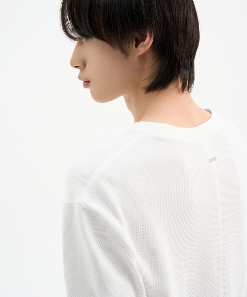TRIP LE SENS（トリップ ル センス）の「カバーステッチクロップワッフルスウェット_ホワイト（Tシャツ/カットソー・メンズ・その他・MEDIUM/LARGE）」の2枚目の写真