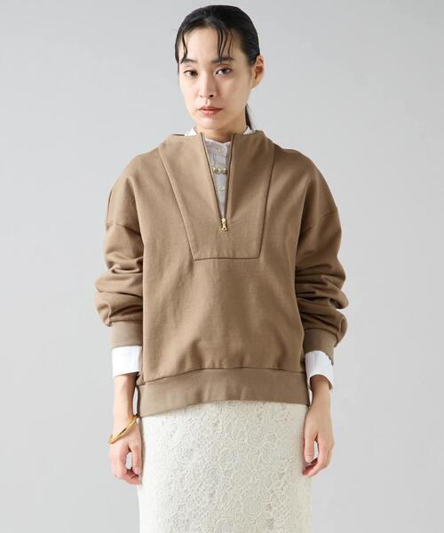 Tiara（ティアラ）の「ZIPプルオーバー（Tシャツ/カットソー・レディース・モカ/オフホワイト/チャコールグレー・FREE）」の3枚目の写真