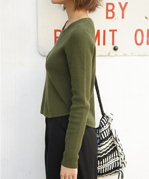 SLY（スライ）の「BI RIB HG TOPS（ニット/セーター・レディース・カーキ/ブラック/オフホワイト・2/1）」の6枚目の写真