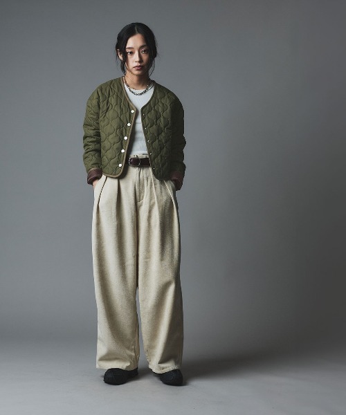 W:Huku（フーク）の「オニオン キルト コンパクト カーディガン ジャケット / Onion Quilt Compact Cardigan（ブルゾン・レディース・ブラック/ライトベージュ/カーキ・M/L）」の20枚目の写真