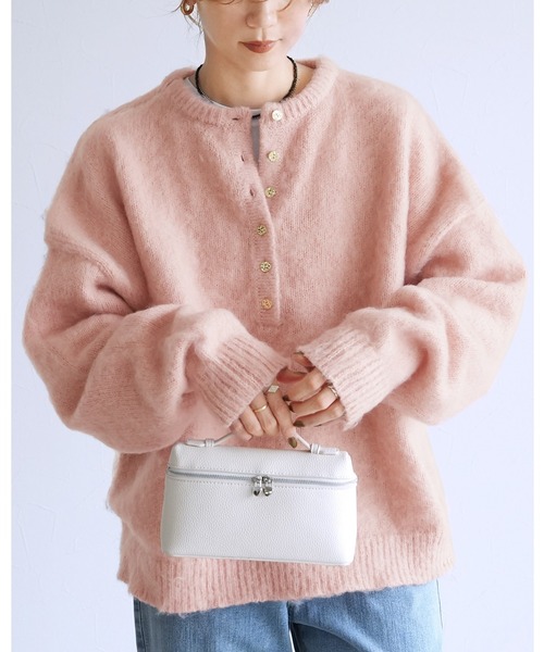 reca（レカ）の「ウールタッチヘンリープルオーバーニット（ニット/セーター・レディース・グレー/ブラック/ピンク・FREE）」の3枚目の写真