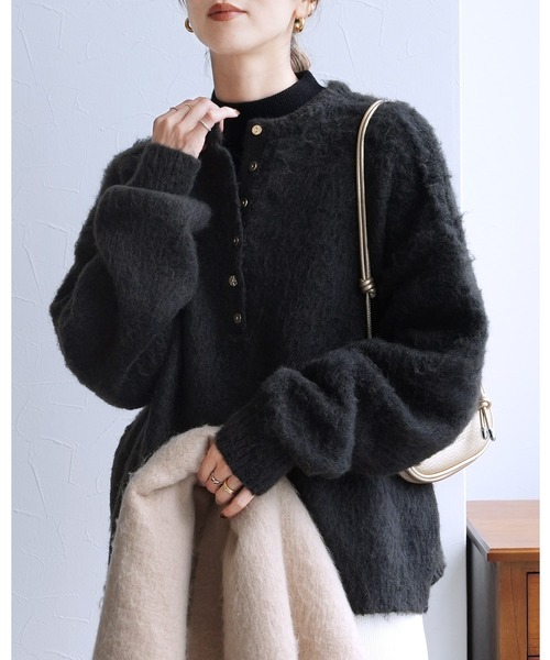 reca（レカ）の「ウールタッチヘンリープルオーバーニット（ニット/セーター・レディース・グレー/ブラック/ピンク・FREE）」の2枚目の写真