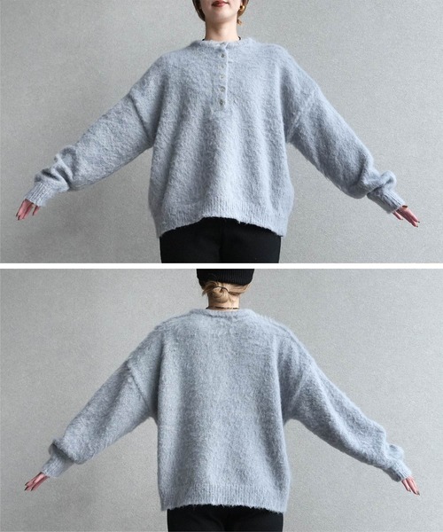 reca（レカ）の「ウールタッチヘンリープルオーバーニット（ニット/セーター・レディース・グレー/ブラック/ピンク・FREE）」の7枚目の写真