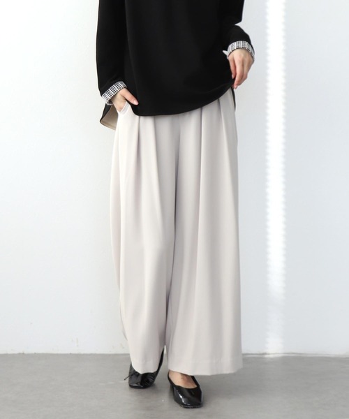 Jines（ジネス）の「2タックワイドパンツ（その他パンツ・レディース・ブラウン/ブラック/グレー/ベージュ/ピンク/ホワイト/ネイビー・38）」の6枚目の写真