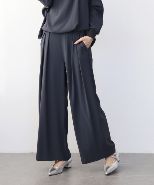 Jines（ジネス）の「2タックワイドパンツ（その他パンツ・レディース・ブラウン/ブラック/グレー/ベージュ/ピンク/ホワイト/ネイビー・38）」の4枚目の写真