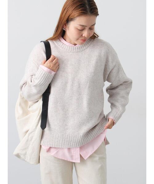 Lugnoncure（ルノンキュール）の「ウール混ふわふわクルーネックニット（ニット/セーター・レディース・オレンジ/ネイビー/ベージュ/ブルー/グレー・F）」の3枚目の写真