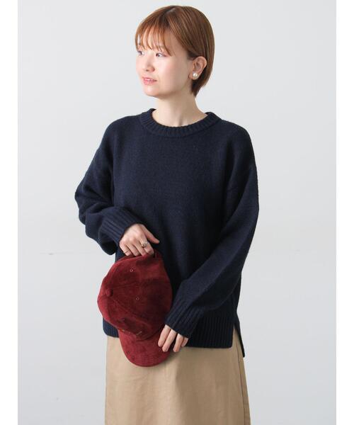 Lugnoncure（ルノンキュール）の「ウール混ふわふわクルーネックニット（ニット/セーター・レディース・オレンジ/ネイビー/ベージュ/ブルー/グレー・F）」の4枚目の写真