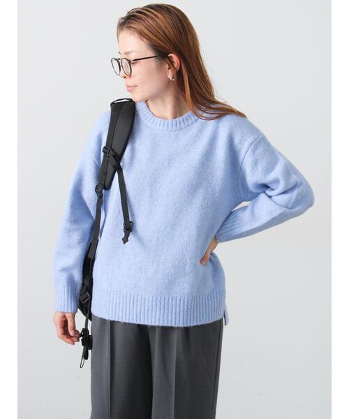 Lugnoncure（ルノンキュール）の「ウール混ふわふわクルーネックニット（ニット/セーター・レディース・オレンジ/ネイビー/ベージュ/ブルー/グレー・F）」の5枚目の写真