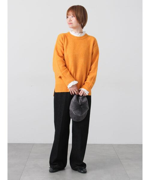 Lugnoncure（ルノンキュール）の「ウール混ふわふわクルーネックニット（ニット/セーター・レディース・オレンジ/ネイビー/ベージュ/ブルー/グレー・F）」の6枚目の写真