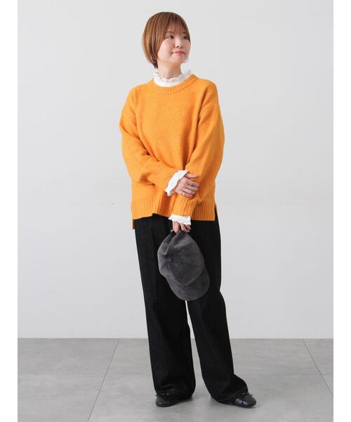 Lugnoncure（ルノンキュール）の「ウール混ふわふわクルーネックニット（ニット/セーター・レディース・オレンジ/ネイビー/ベージュ/ブルー/グレー・F）」の7枚目の写真