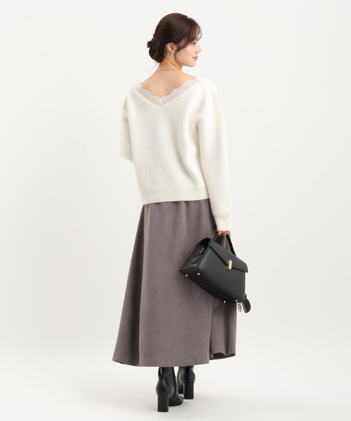 Andemiu（アンデミュウ）の「バックレースニット617771（ニット/セーター・レディース・ブラック/オフホワイト・FREE）」の4枚目の写真