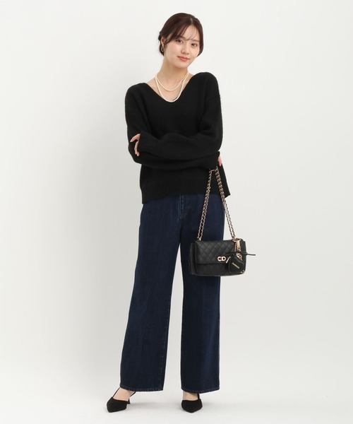 Andemiu（アンデミュウ）の「バックレースニット617771（ニット/セーター・レディース・ブラック/オフホワイト・FREE）」の5枚目の写真