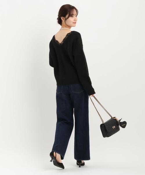 Andemiu（アンデミュウ）の「バックレースニット617771（ニット/セーター・レディース・ブラック/オフホワイト・FREE）」の6枚目の写真