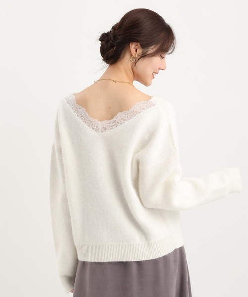 Andemiu（アンデミュウ）の「バックレースニット617771（ニット/セーター・レディース・ブラック/オフホワイト・FREE）」の8枚目の写真