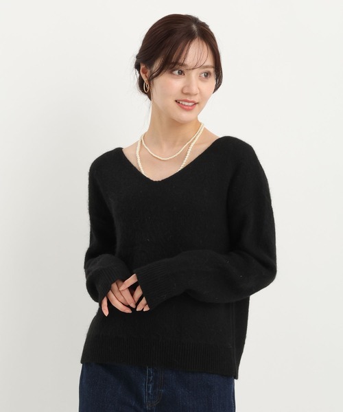 Andemiu（アンデミュウ）の「バックレースニット617771（ニット/セーター・レディース・ブラック/オフホワイト・FREE）」の9枚目の写真