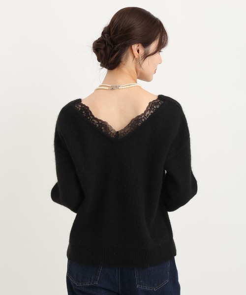 Andemiu（アンデミュウ）の「バックレースニット617771（ニット/セーター・レディース・ブラック/オフホワイト・FREE）」の10枚目の写真
