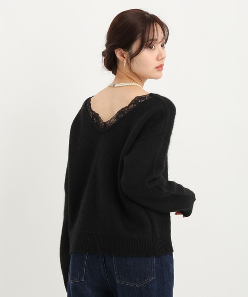 Andemiu（アンデミュウ）の「バックレースニット617771（ニット/セーター・レディース・ブラック/オフホワイト・FREE）」の11枚目の写真