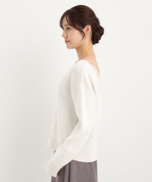 Andemiu（アンデミュウ）の「バックレースニット617771（ニット/セーター・レディース・ブラック/オフホワイト・FREE）」の13枚目の写真