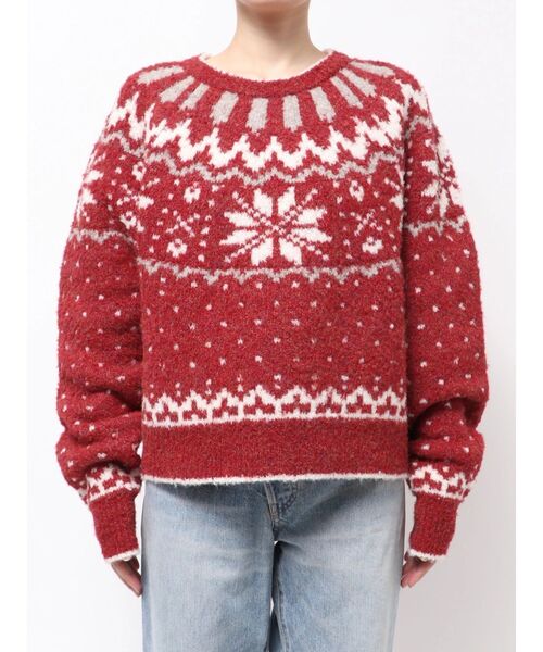 Ungrid（アングリッド）の「求心柄ルーズニット（ニット/セーター・レディース・ライトグレー/レッド/ブラック・FREE）」の5枚目の写真