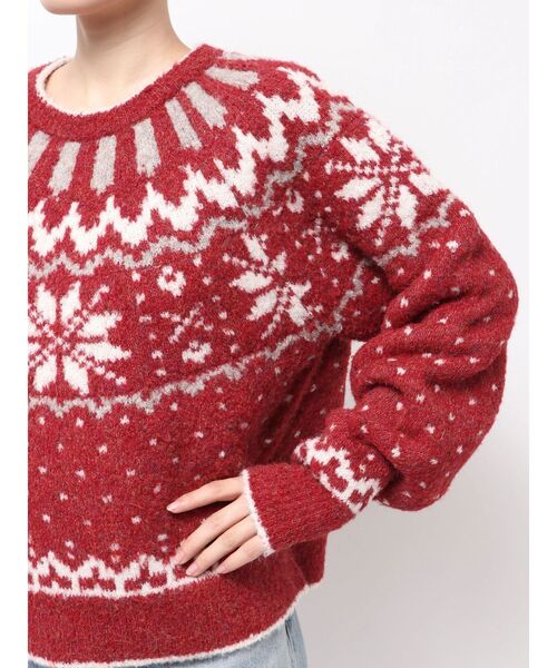 Ungrid（アングリッド）の「求心柄ルーズニット（ニット/セーター・レディース・ライトグレー/レッド/ブラック・FREE）」の9枚目の写真