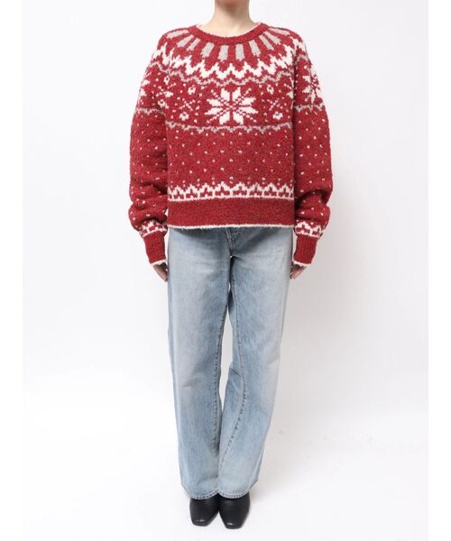 Ungrid（アングリッド）の「求心柄ルーズニット（ニット/セーター・レディース・ライトグレー/レッド/ブラック・FREE）」の12枚目の写真