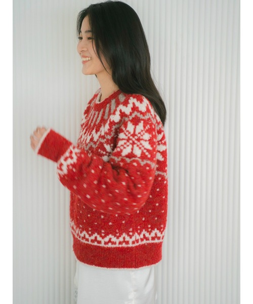 Ungrid（アングリッド）の「求心柄ルーズニット（ニット/セーター・レディース・ライトグレー/レッド/ブラック・FREE）」の22枚目の写真