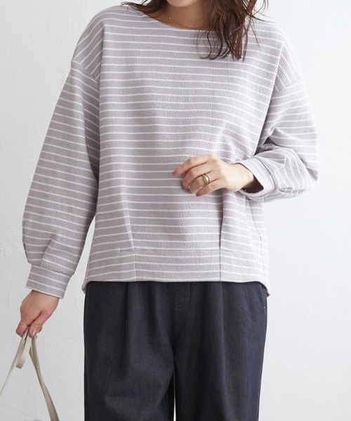 ikka（イッカ）の「リップル裾タック長袖プルオーバー（Tシャツ/カットソー・レディース・ミント/ブラック/オフホワイト/グレー・M/L/S）」の4枚目の写真