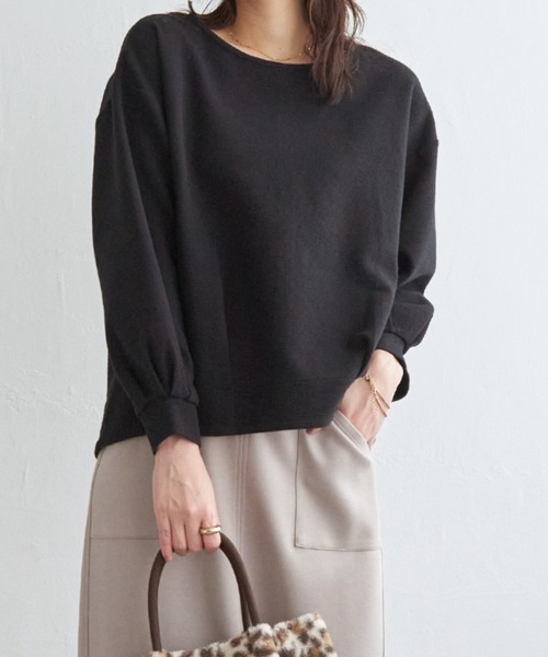 ikka（イッカ）の「リップル裾タック長袖プルオーバー（Tシャツ/カットソー・レディース・ミント/ブラック/オフホワイト/グレー・M/L/S）」の3枚目の写真