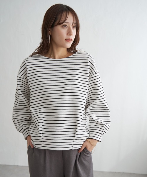 ikka（イッカ）の「リップル裾タック長袖プルオーバー（Tシャツ/カットソー・レディース・ミント/ブラック/オフホワイト/グレー・M/L/S）」の9枚目の写真