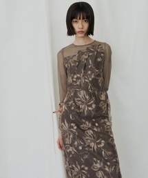 プリーツフロントフラワードレス/ pleated front flower dress