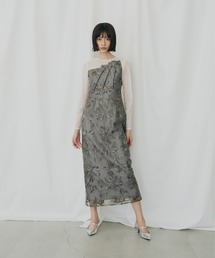 バブルスリーブジャガードドレス / bubble sleeve jacquard dress