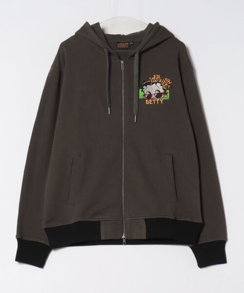 BETTY BOOP（ベティ・ブープ）の「LOWBLOW KNUCKLE / ローブローナックル / BETTY BOOP / 夜露死苦ヤンキーBETTYフルジップパーカー (M2)（パーカー・メンズ・ブラック/グレー/カーキ・XL/L/M/XXL）」の3枚目の写真